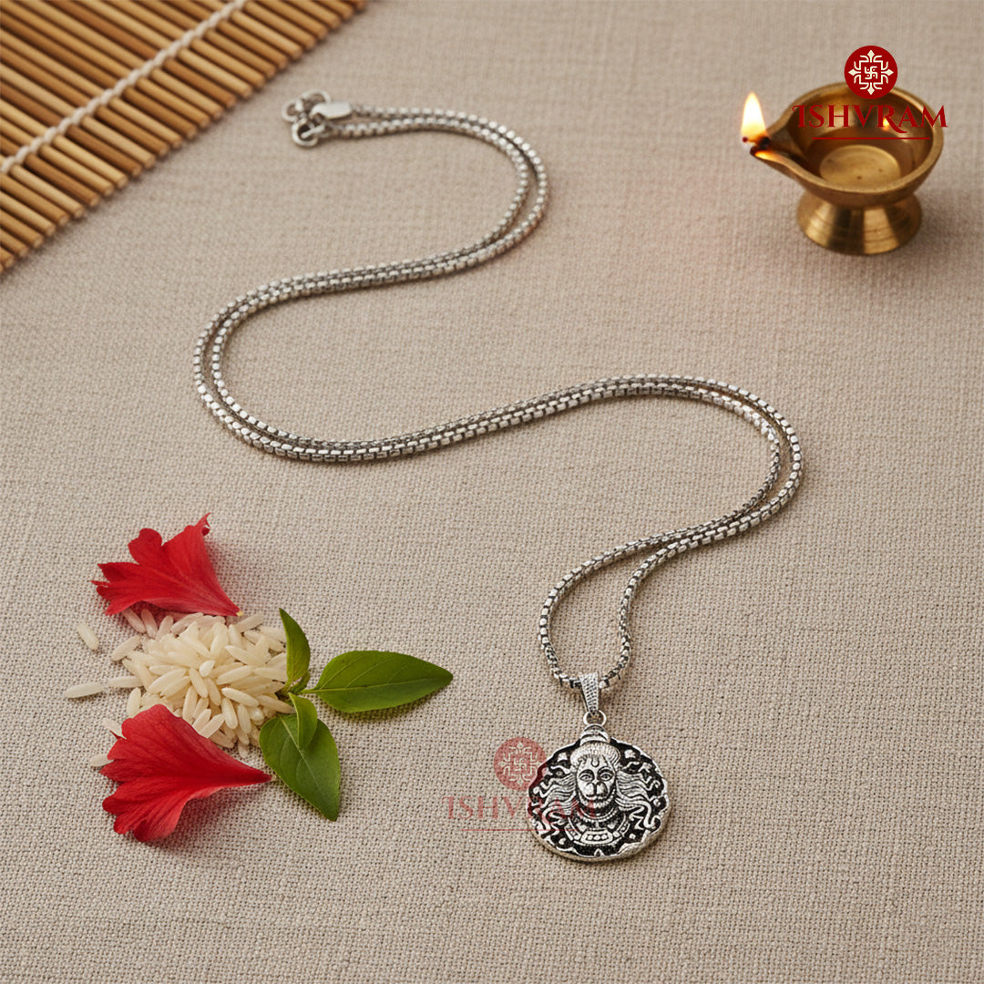 Silver Plated Hanuman Pendant for Men & Women | Stylish Spiritual Chain