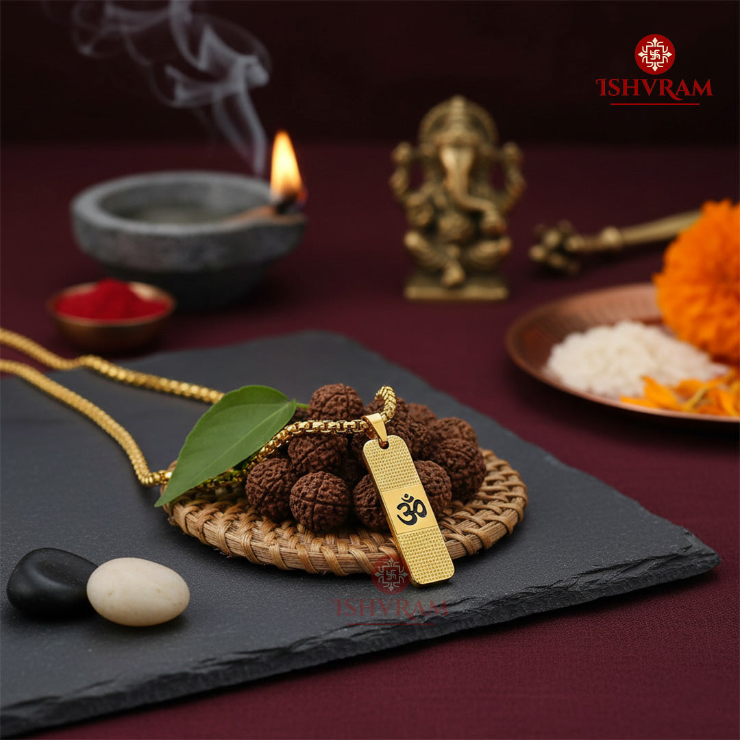 Premium Gold Om Pendant | Stylish Spiritual Chain for Men & Women