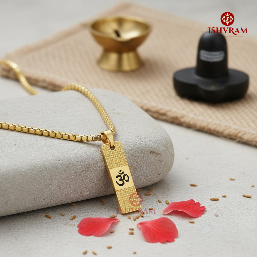 Premium Gold Om Pendant | Stylish Spiritual Chain for Men & Women