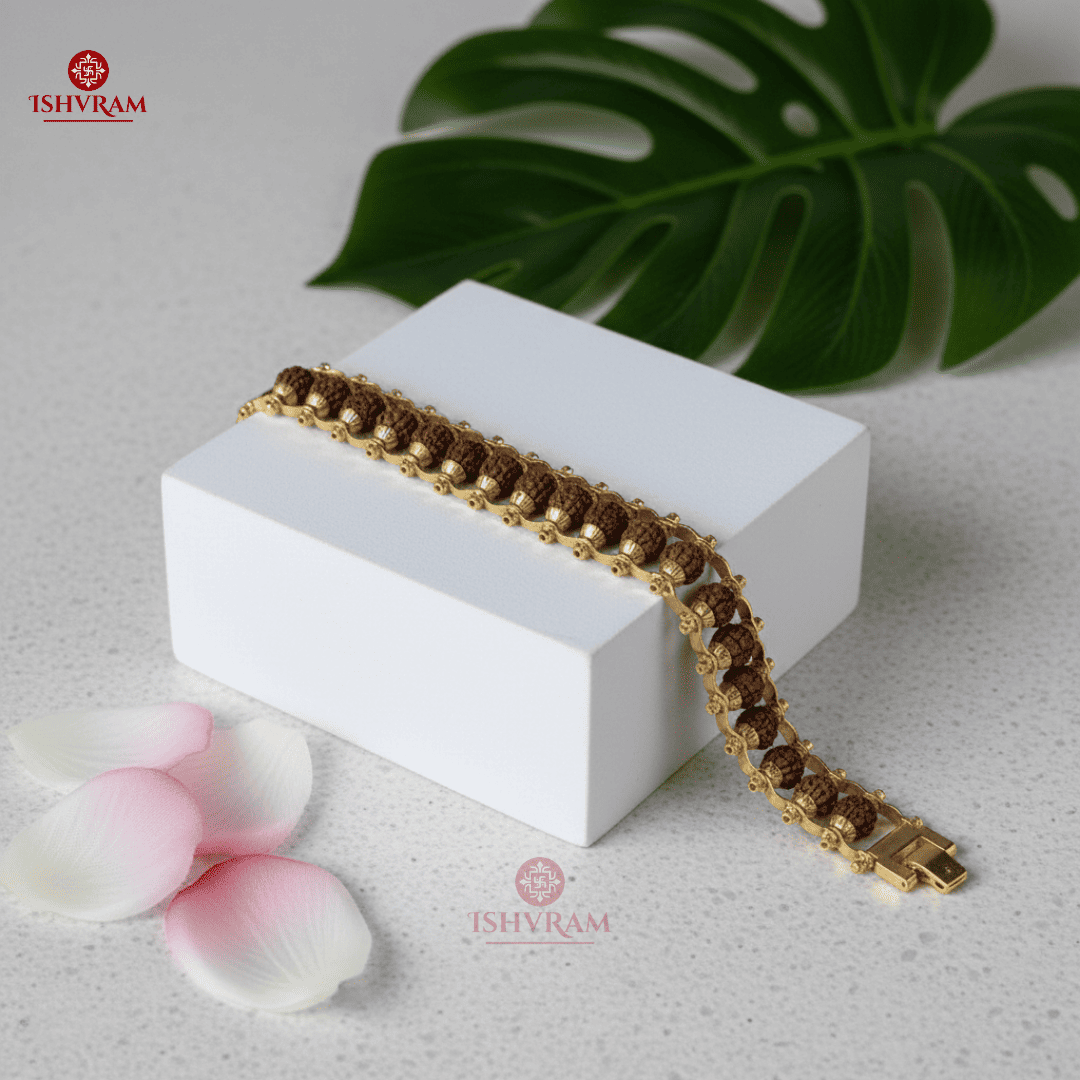 Gold Plated Modern Rudraksha Bracelet
