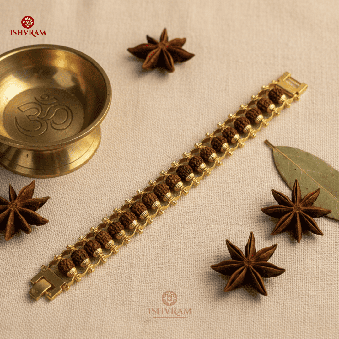 Gold Plated Modern Rudraksha Bracelet