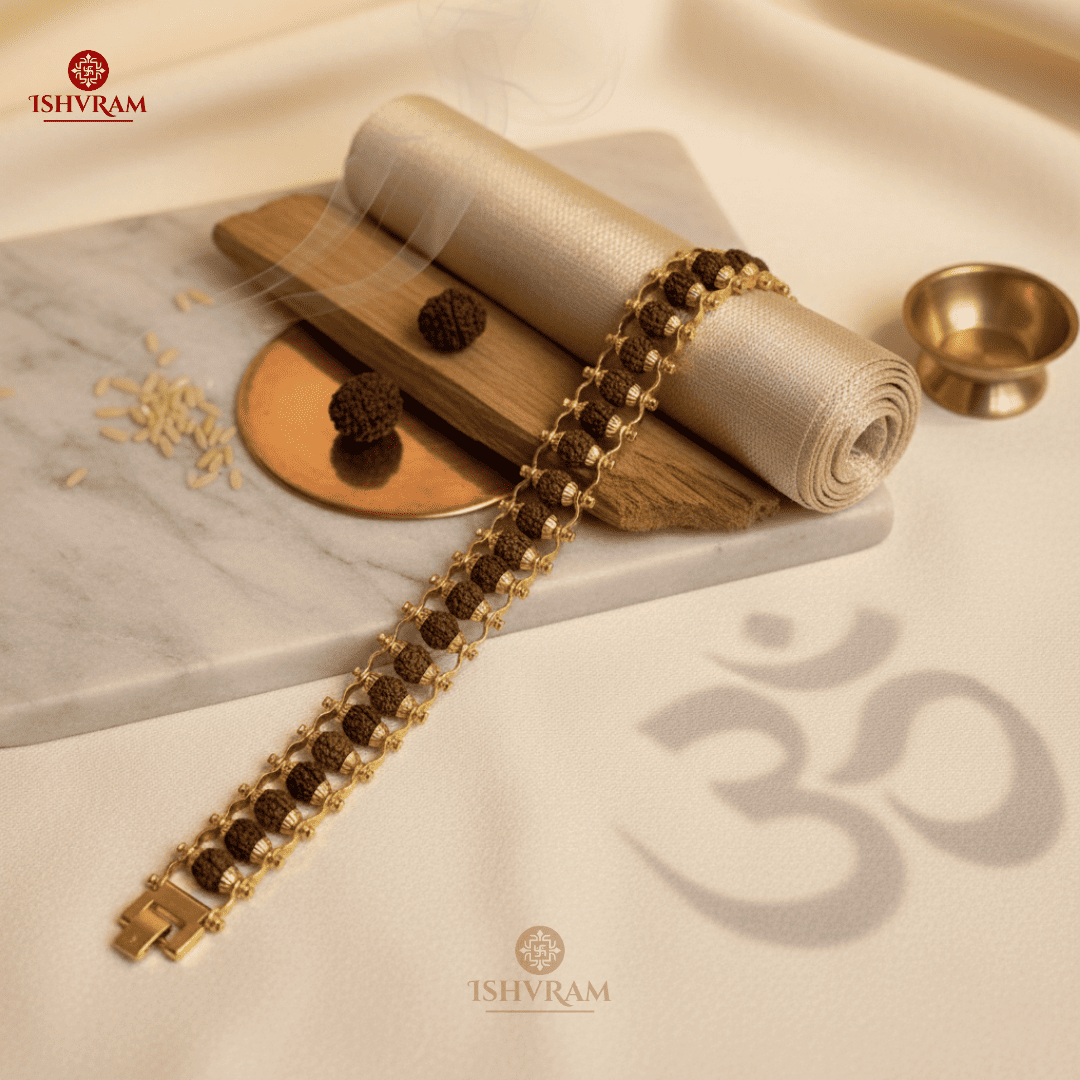 Gold Plated Modern Rudraksha Bracelet