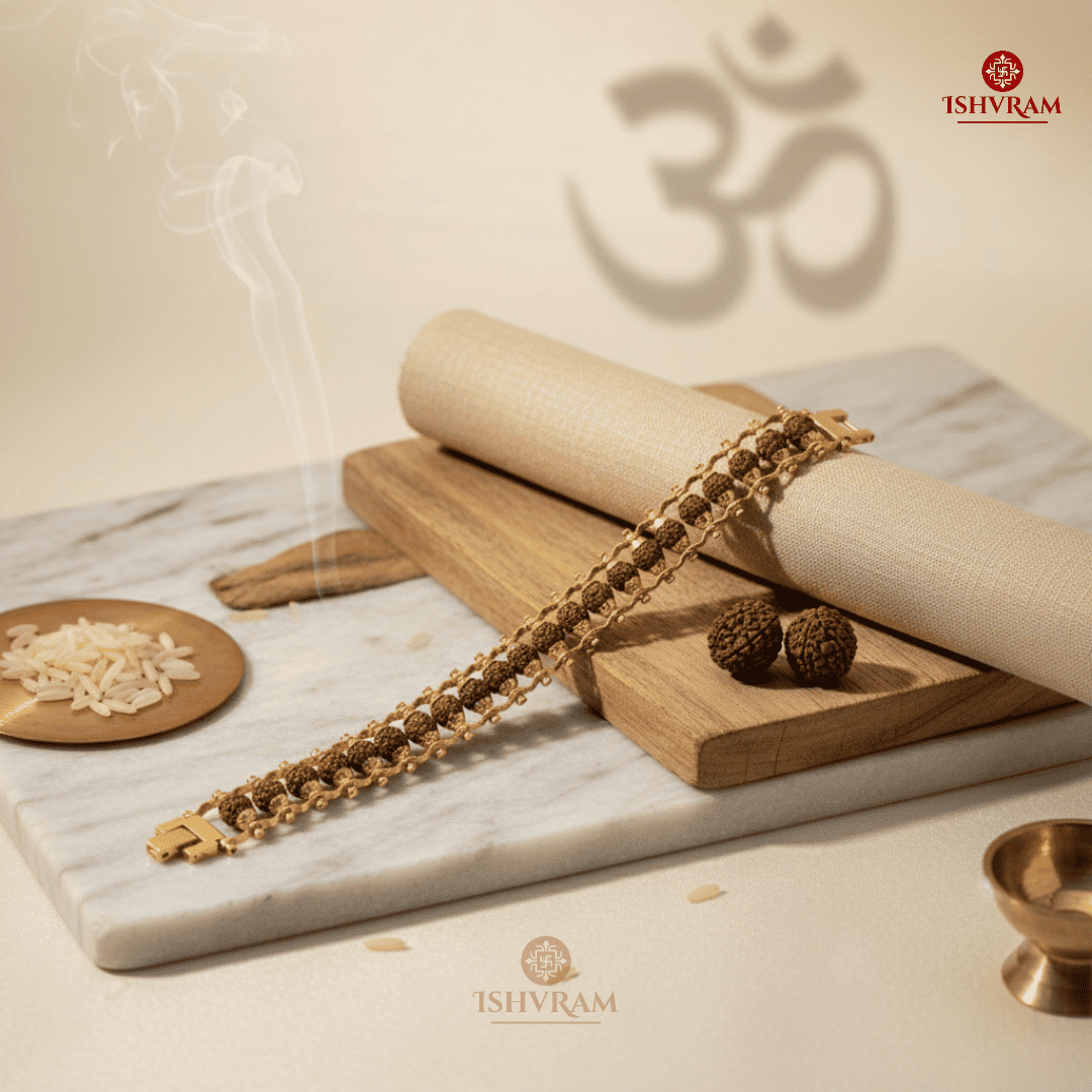 Gold Plated Modern Rudraksha Bracelet