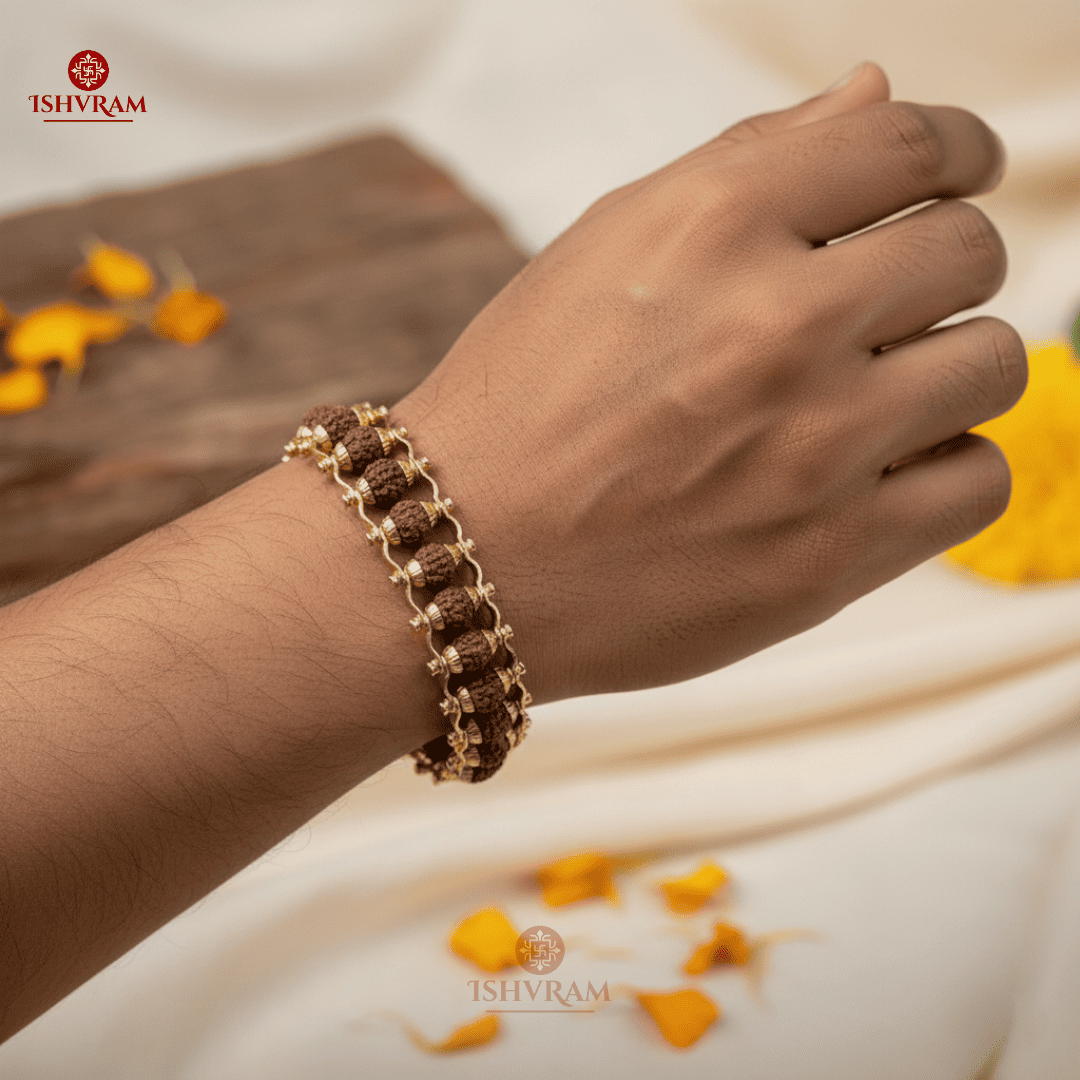 Gold Plated Modern Rudraksha Bracelet