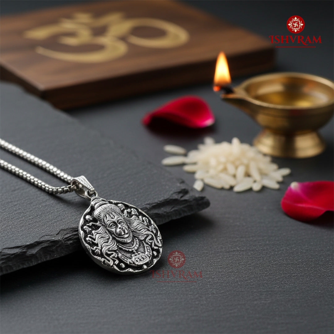 Silver Plated Hanuman Pendant for Men & Women | Stylish Spiritual Chain