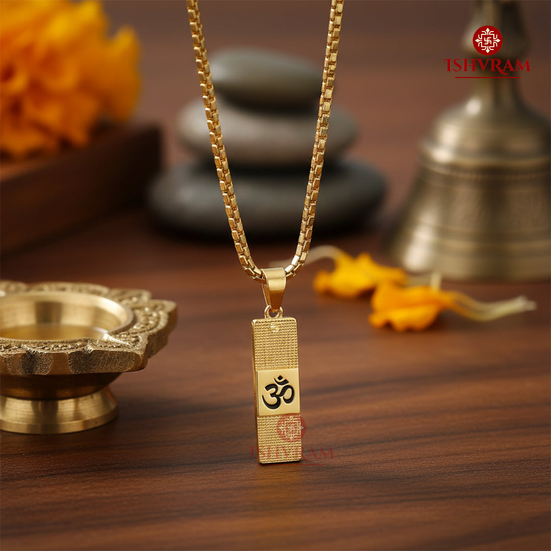 Premium Gold Om Pendant | Stylish Spiritual Chain for Men & Women