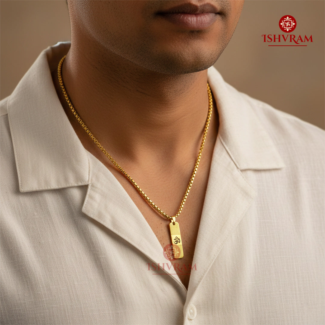 Premium Gold Om Pendant | Stylish Spiritual Chain for Men & Women